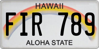 HI license plate FIR789