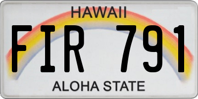 HI license plate FIR791