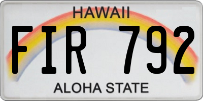 HI license plate FIR792