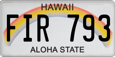 HI license plate FIR793