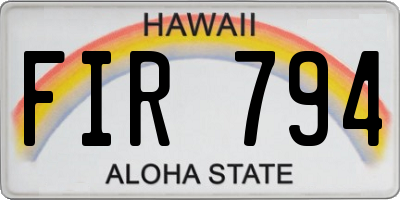HI license plate FIR794