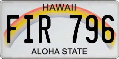 HI license plate FIR796