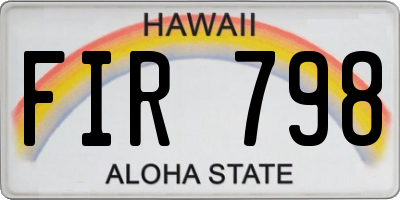 HI license plate FIR798