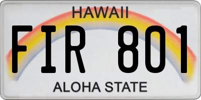 HI license plate FIR801