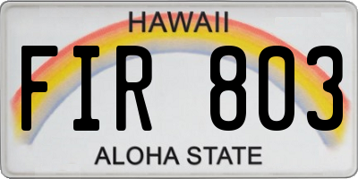 HI license plate FIR803