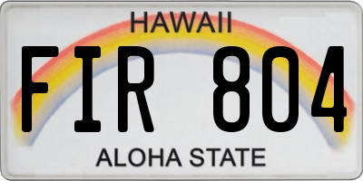 HI license plate FIR804