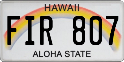 HI license plate FIR807
