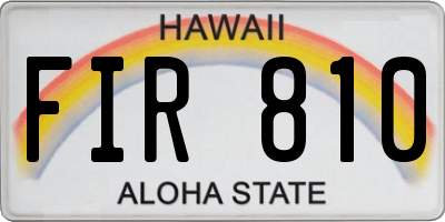 HI license plate FIR810