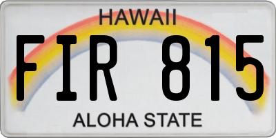 HI license plate FIR815