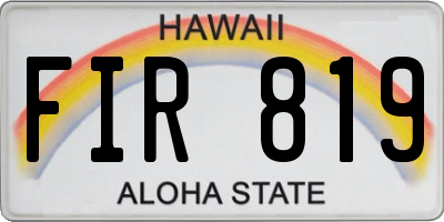 HI license plate FIR819