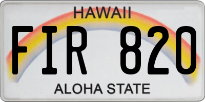 HI license plate FIR820