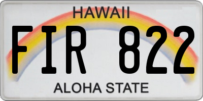 HI license plate FIR822