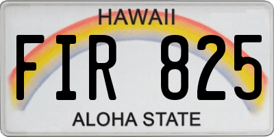 HI license plate FIR825