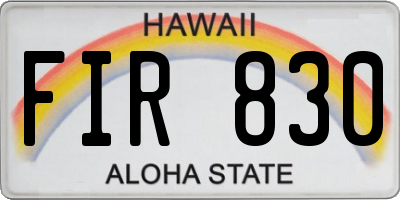 HI license plate FIR830