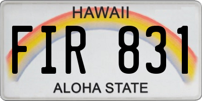 HI license plate FIR831