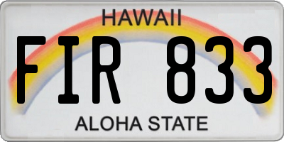 HI license plate FIR833