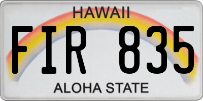 HI license plate FIR835