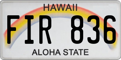 HI license plate FIR836