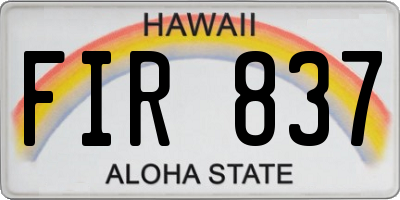 HI license plate FIR837