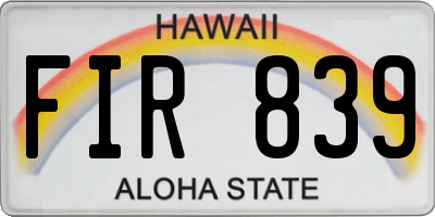 HI license plate FIR839