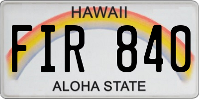 HI license plate FIR840