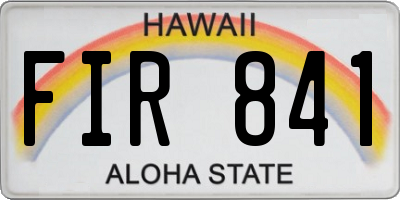 HI license plate FIR841