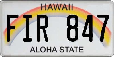 HI license plate FIR847