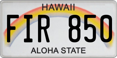 HI license plate FIR850