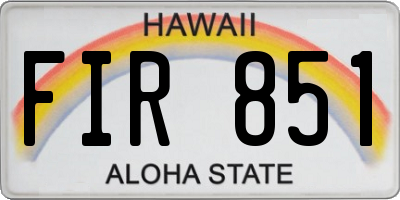 HI license plate FIR851