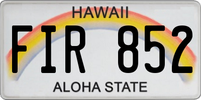 HI license plate FIR852