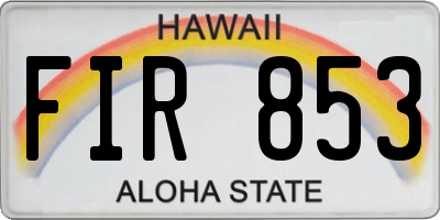 HI license plate FIR853