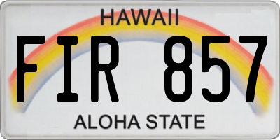 HI license plate FIR857