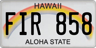 HI license plate FIR858