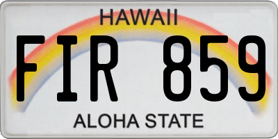 HI license plate FIR859