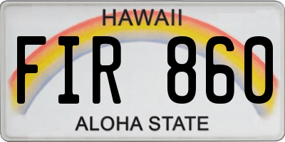 HI license plate FIR860