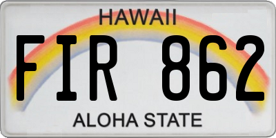 HI license plate FIR862