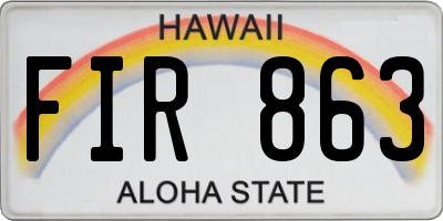 HI license plate FIR863