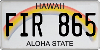 HI license plate FIR865