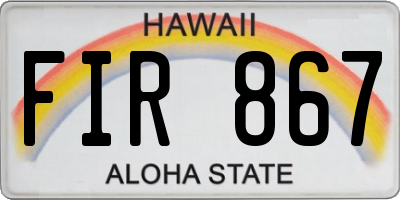 HI license plate FIR867