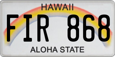 HI license plate FIR868
