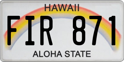 HI license plate FIR871
