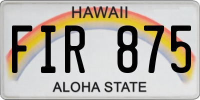 HI license plate FIR875