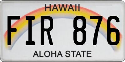 HI license plate FIR876