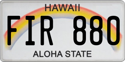 HI license plate FIR880