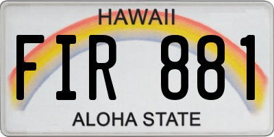 HI license plate FIR881
