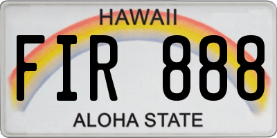 HI license plate FIR888