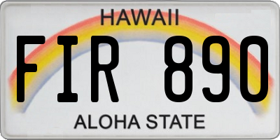 HI license plate FIR890