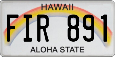 HI license plate FIR891