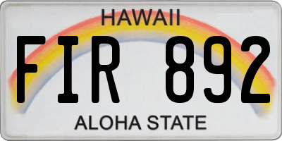 HI license plate FIR892