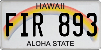 HI license plate FIR893